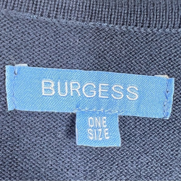 BURGESS The Tess Poncho Sweater | Hello Sailor Navy Blue V-neck Tassel Tie - Picture 3 of 7